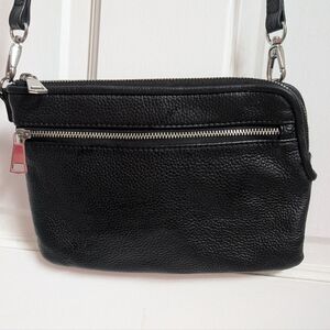 Air Canada Black Leather Crossbody Bag